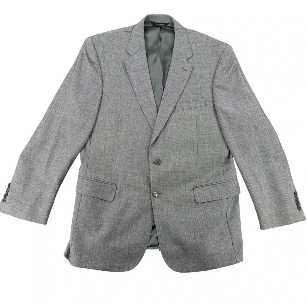Jos A Bank Signature Gold Blazer 44R Gray WOOL 2 Button Sport Coat Gordon Mens